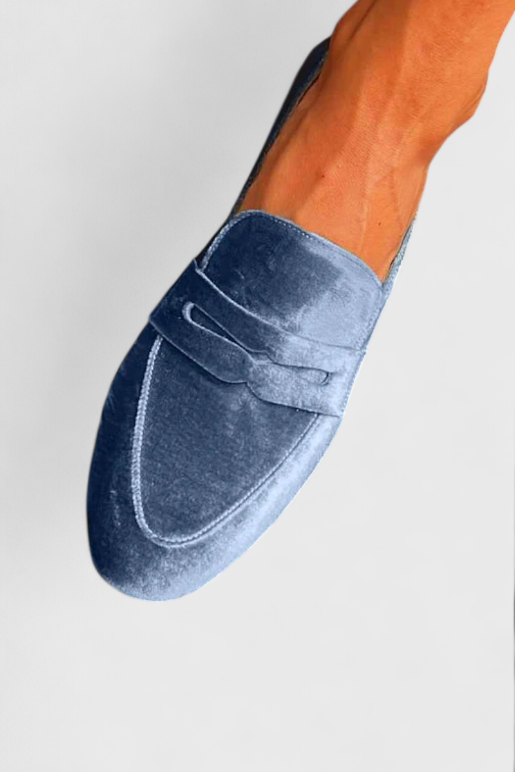 Momount Women Velvet Loafers – Penny Strap Slip-On Round Toe Plush Soft