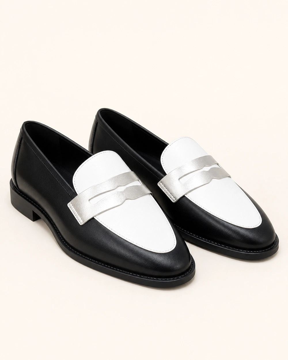 Women's Black and White Loafers with Silver Strap — product image 8