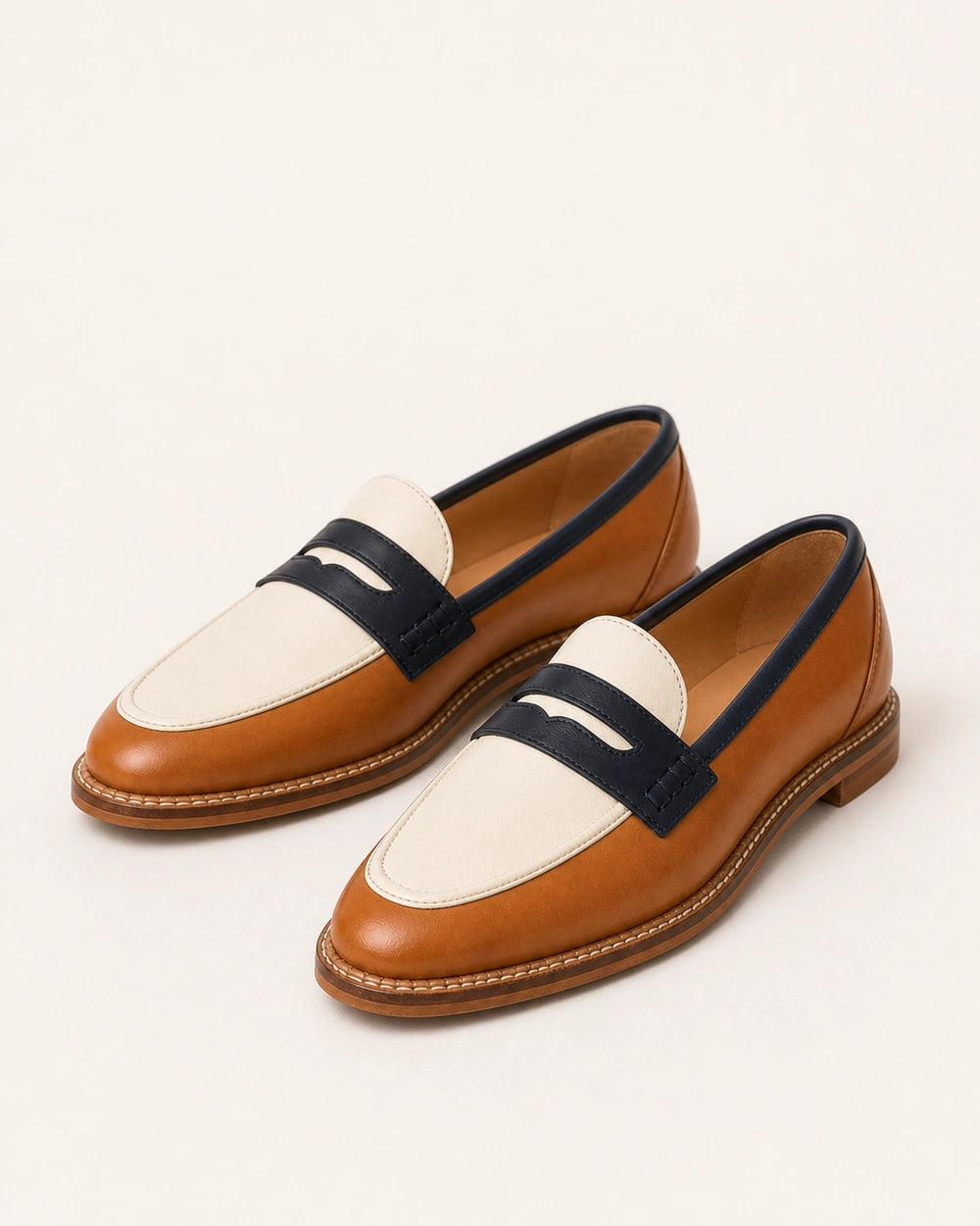 Women's Brown and Cream Round-Toe Loafers — product image 8