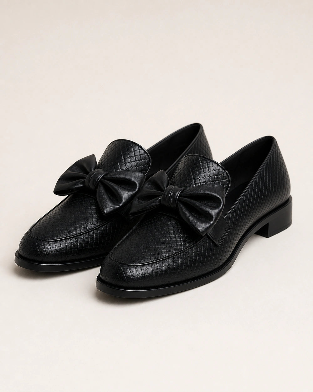 Women's Black Bow Loafers with Low Heel — product image 8
