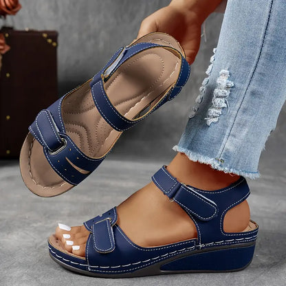 Momount Women Wedge Sandals Comfort Velcro Strap Platform Casual Summer Adjustable Fit Cushioned Sole Support