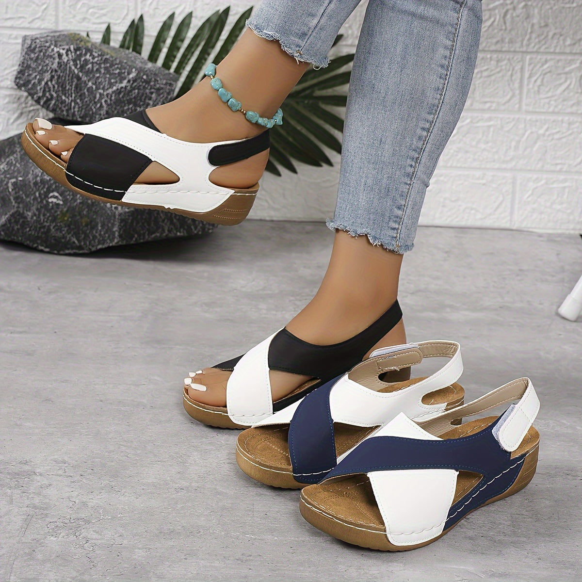 Momount platform kile-sandaler dame – tofarvede med dæmpet slingback