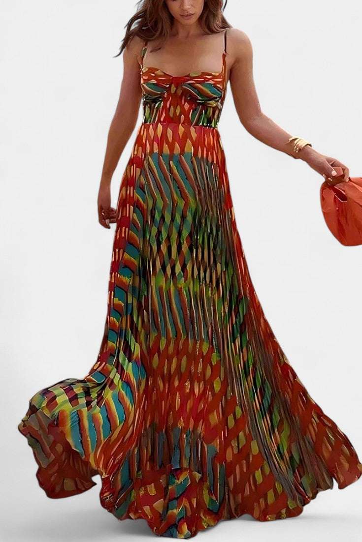 Esperanza | Vestido Largo Bohemio de Gasa con Escote de Corazón