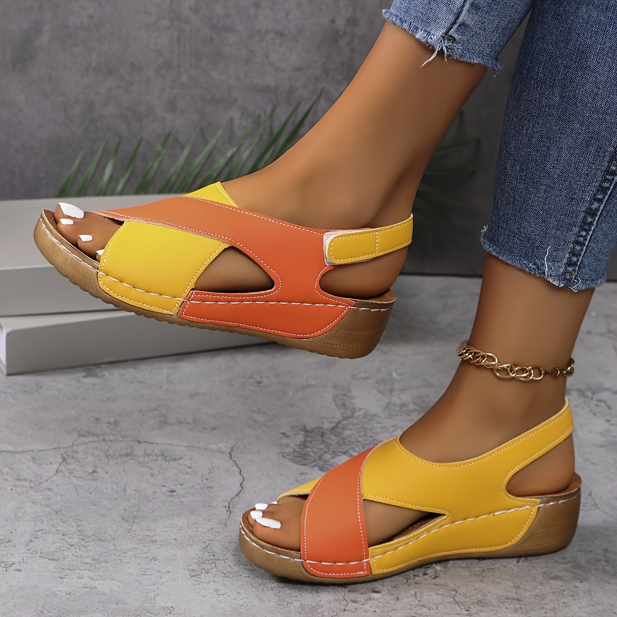 Momount platform kile-sandaler dame – tofarvede med dæmpet slingback