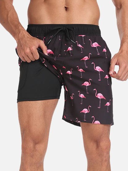 Bañadores de Hombre – Bañador Verde Menta con Estampado de Flamencos