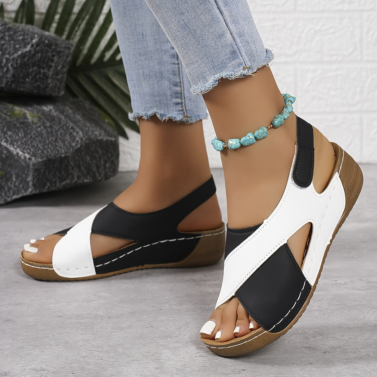 Momount platform kile-sandaler dame – tofarvede med dæmpet slingback