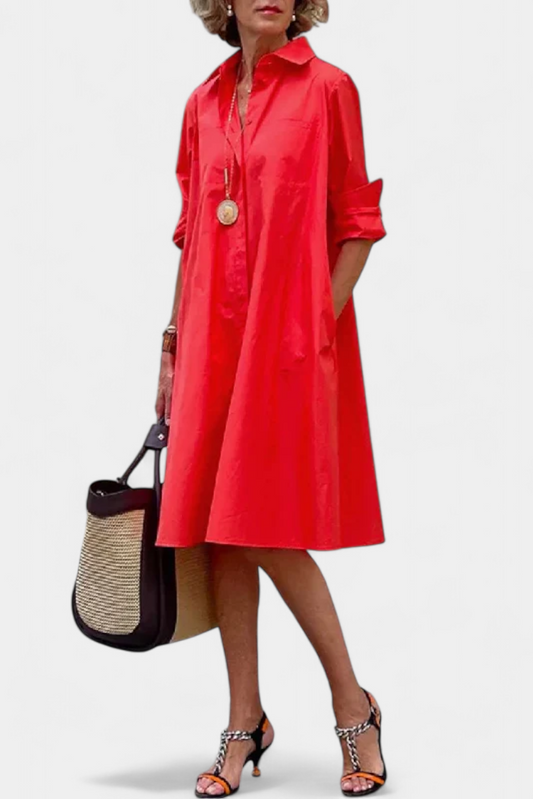 Momount Women’s Shirt Midi Dress Loose Fit Summer Dress