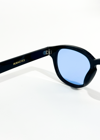 Isadora | Vintage Blue Tinted Round Sunglasses