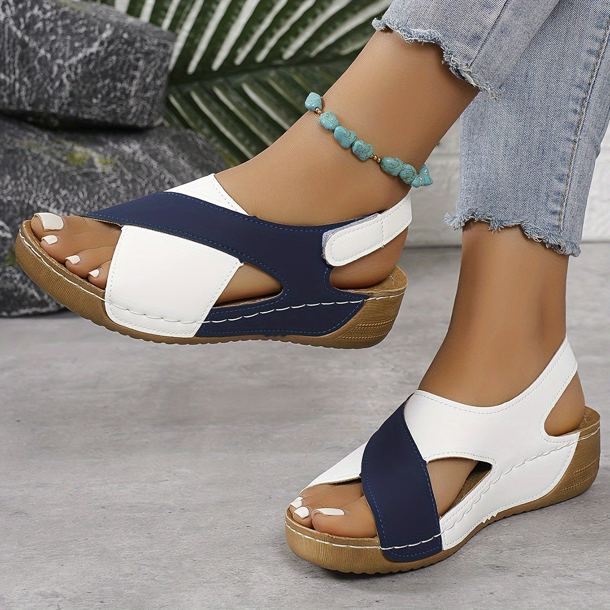 Momount platform kile-sandaler dame – tofarvede med dæmpet slingback