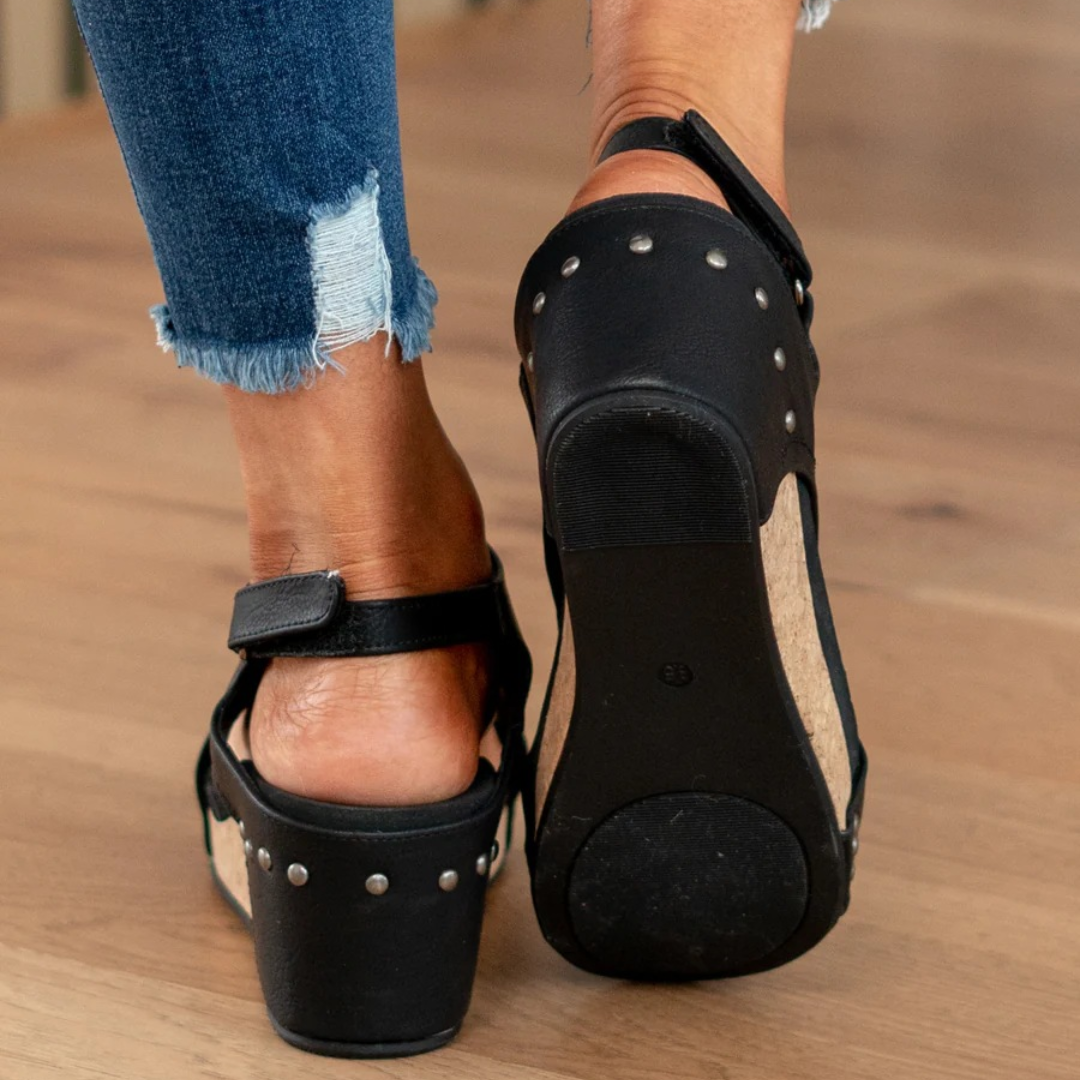 Sandale Wedge Momount Damă cu Platformă Confort din Plută, Vârf Deschis, Slip On