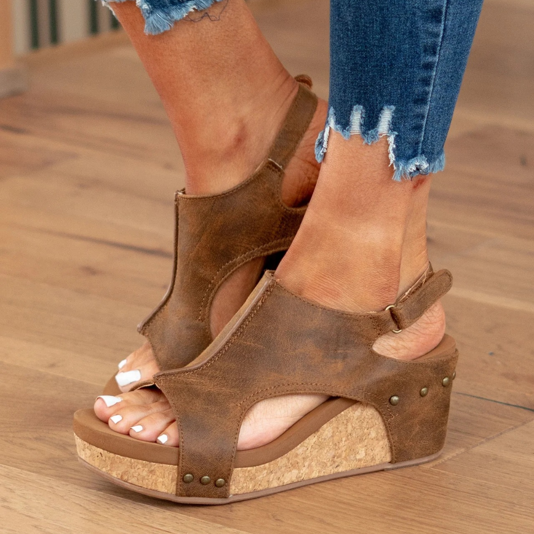 Sandale Wedge Momount Damă cu Platformă Confort din Plută, Vârf Deschis, Slip On