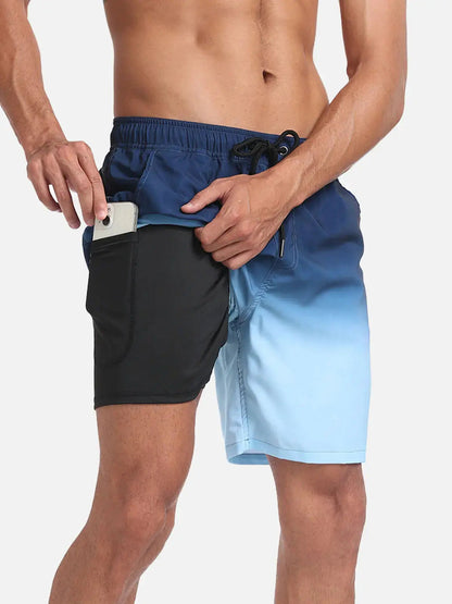Sorte herrebadeshorts – Hurtigtørrende med elastisk snørelukning