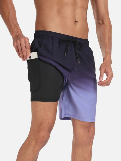 Sorte herrebadeshorts – Hurtigtørrende med elastisk snørelukning