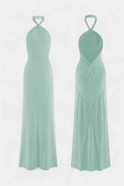Trinity | Vestido Halter Ajustado con Detalle Fruncido y Espalda Baja