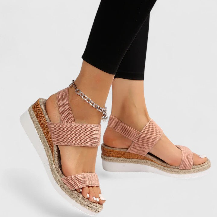 Momount Dame Espadrille-Kilesandaler – Elastisk Rem Jute Plateau Åben Tå