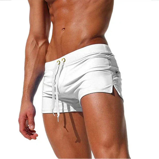 Momount Men Swim Shorts – Drawstring Zipper Pocket Slim Fit Quick Dry
