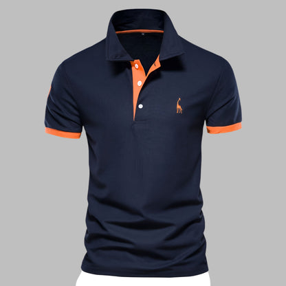 Momount herrepolo – kontrastknapstolpe med broderet logo i klassisk pasform