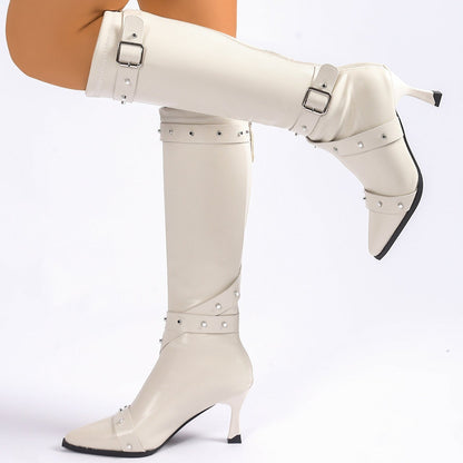 Bellarosa | Western Buckle Leather Kitten Heel Boots