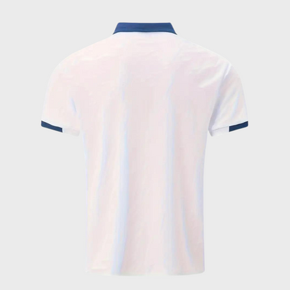 Momount Men Polo Shirt – Two Tone Contrast Collar Pocket Short Sleeve