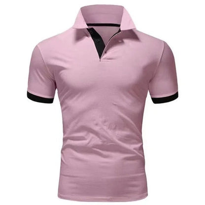 Momount Men Polo Shirt – Stand Collar Contrast Placket Slim Fit