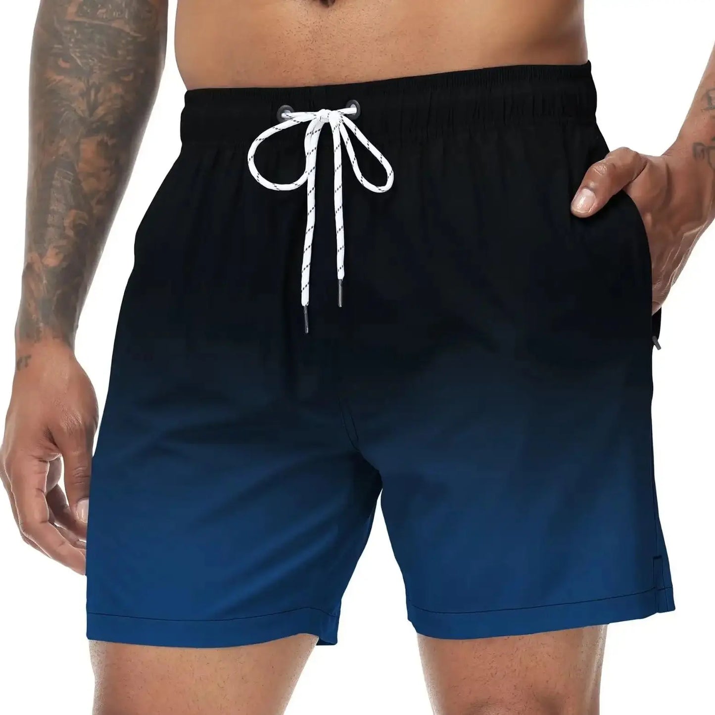 Momount Men Swim Shorts – Gradient Drawstring Quick Dry Beach Summer
