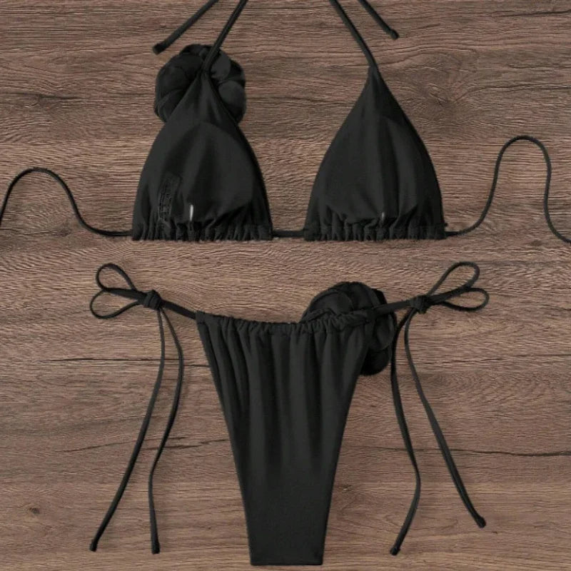 Momount Women Strappy Bikini Set