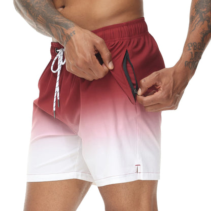 Momount Men Swim Shorts – Gradient Drawstring Quick Dry Beach Summer