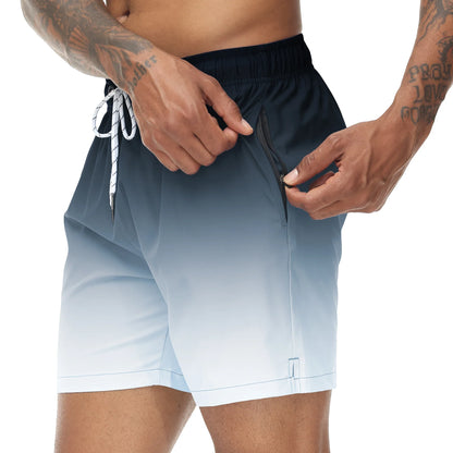 Momount Men Swim Shorts – Gradient Drawstring Quick Dry Beach Summer
