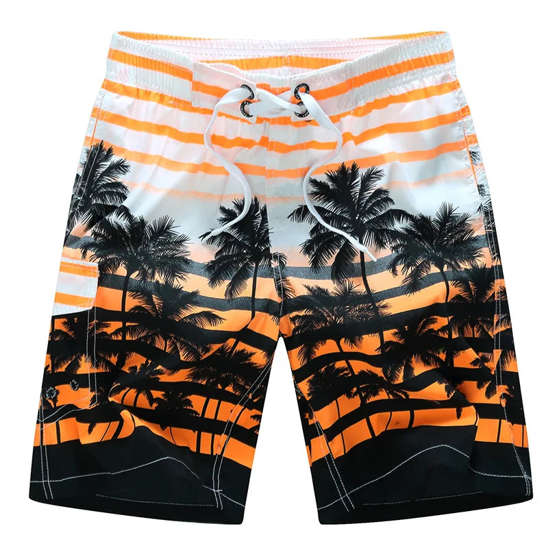 Momount Men Swim Shorts – Geometric Print Drawstring Knee Length Surf
