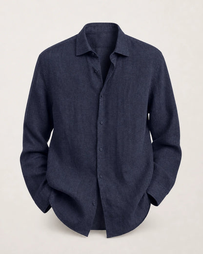 Dark blue linen shirt - product image