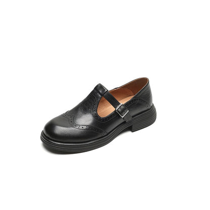 Calista | Zapatos Mary Jane Oxford Vintage en Marrón con Plataforma