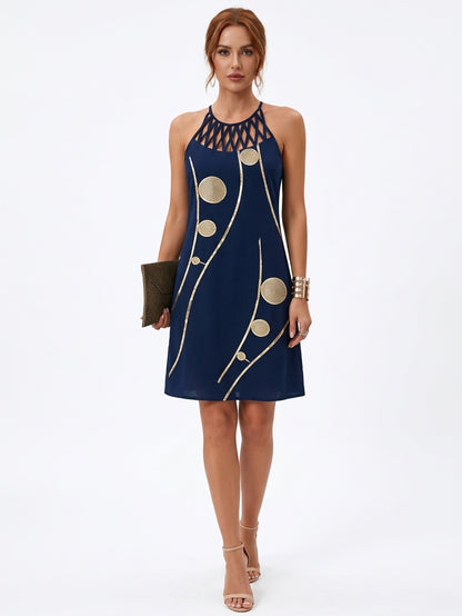 Gabriella Summer Midi Dress | Chic, Casual, Vibrant - Bleu marine - front