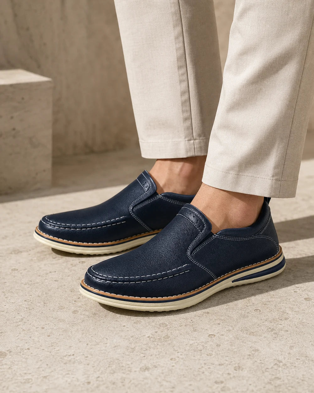 Men's Hand-Stitched Elastic Slip-On Loafers — image 10 — mens-elastic-panel-loafers-navy-10-variant.webp