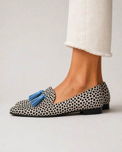 Women's Animal-Print Loafers with Blue Tassels — product image 3