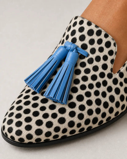 Women's Animal-Print Loafers with Blue Tassels — product image 5