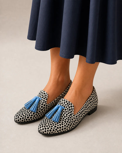 Women's Animal-Print Loafers with Blue Tassels — product image 7