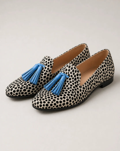 Women's Animal-Print Loafers with Blue Tassels — product image 8