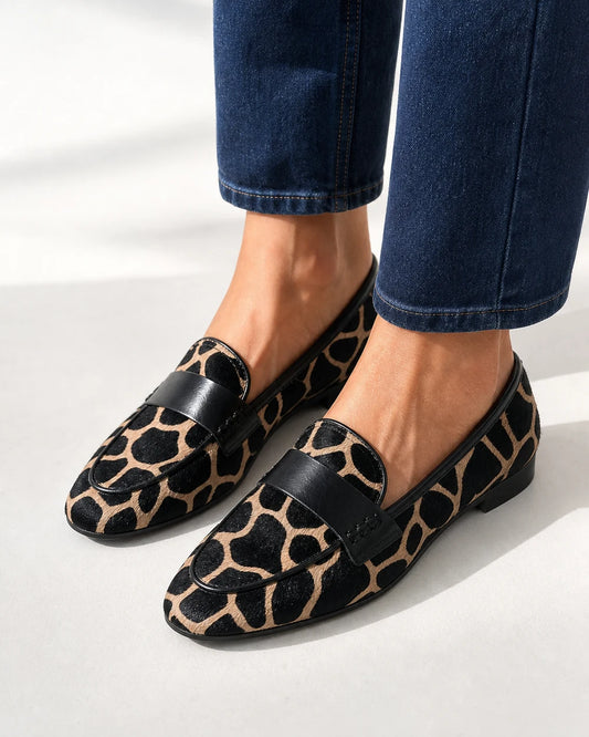 Women's Animal-Print Loafers with Black Trim — product image 1