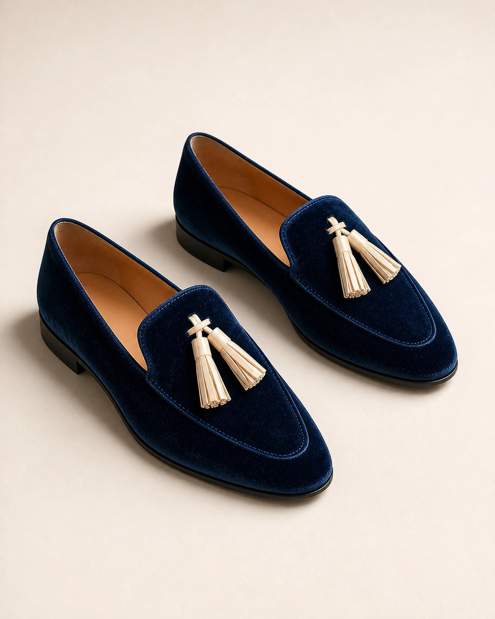 Women's Navy Velvet-Texture Tassel Loafers — product image 8