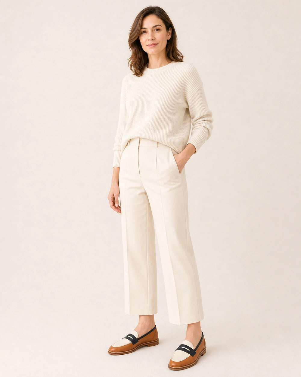 Women's Brown and Cream Round-Toe Loafers — product image 2