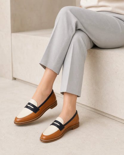Women's Brown and Cream Round-Toe Loafers — product image 7