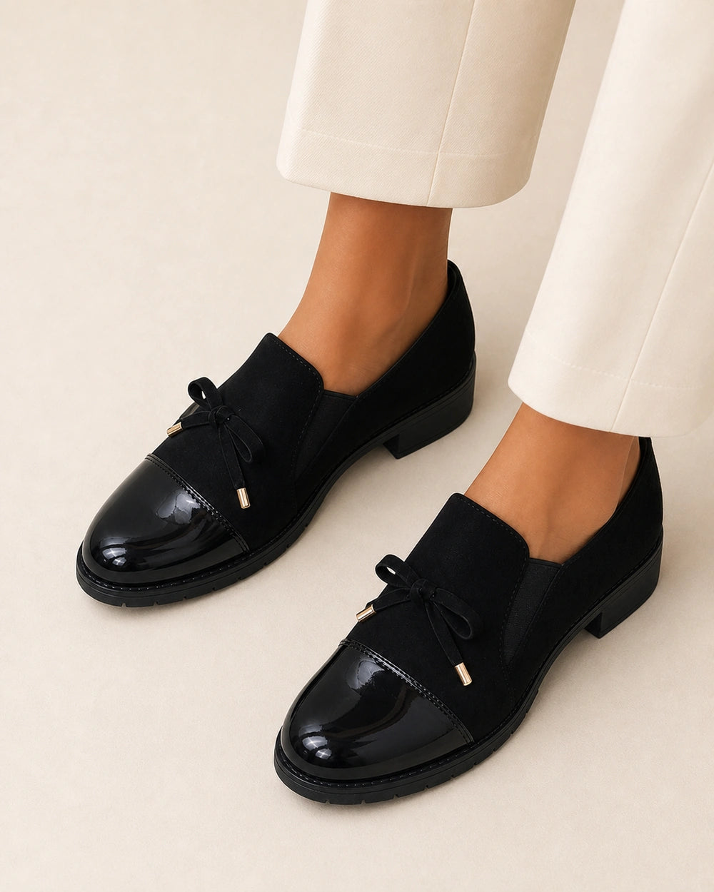 Women's Bow Loafers with Glossy Cap Toe — product image 4