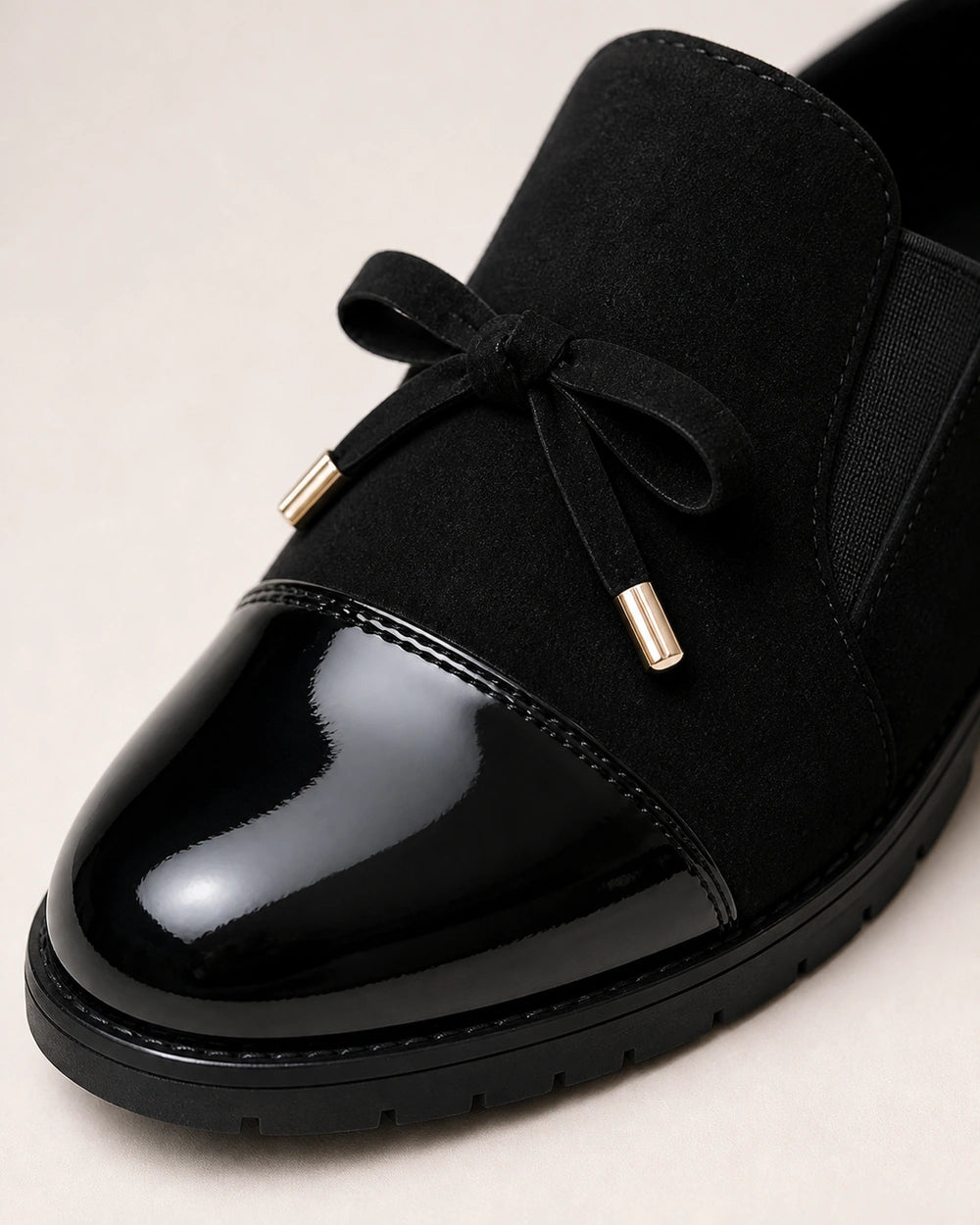 Women's Bow Loafers with Glossy Cap Toe — product image 5