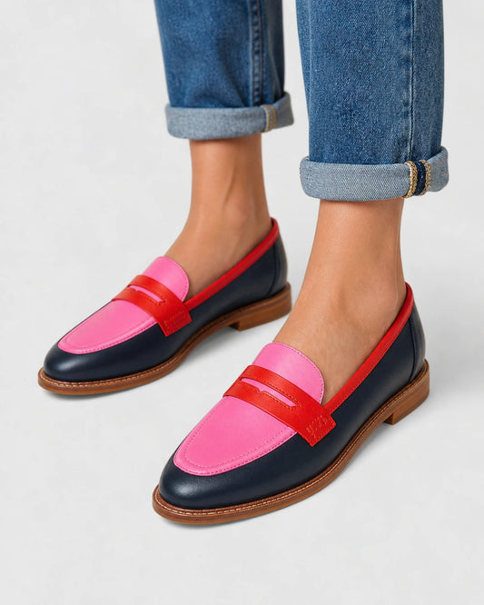 Women's Black and Pink Penny Loafers — product image 1