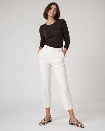 Women's Pointed Cow-Print Loafers — worn by a model