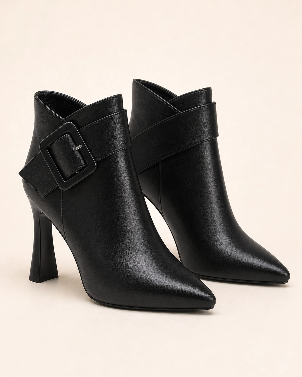 Women's pointed-toe buckle ankle boots, black gallery view. — momount-clara-black-buckle-boots-08.webp