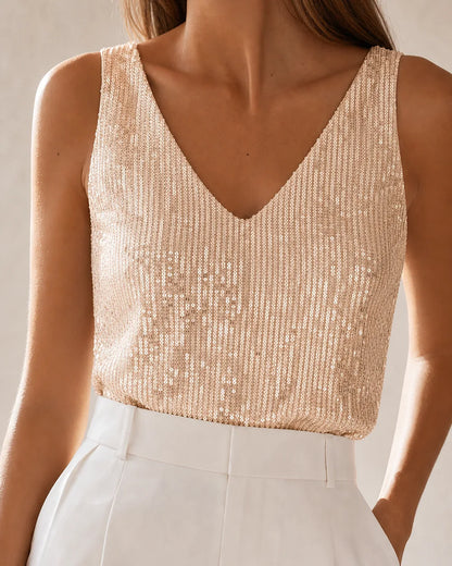 Martha | Top da donna con paillettes e scollo a V — image 11