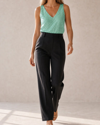 Martha | Top da donna con paillettes e scollo a V — image 7