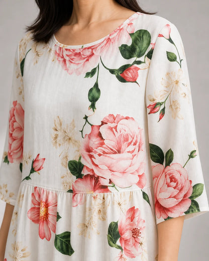 Women's Printed Midi Dress — construction detail