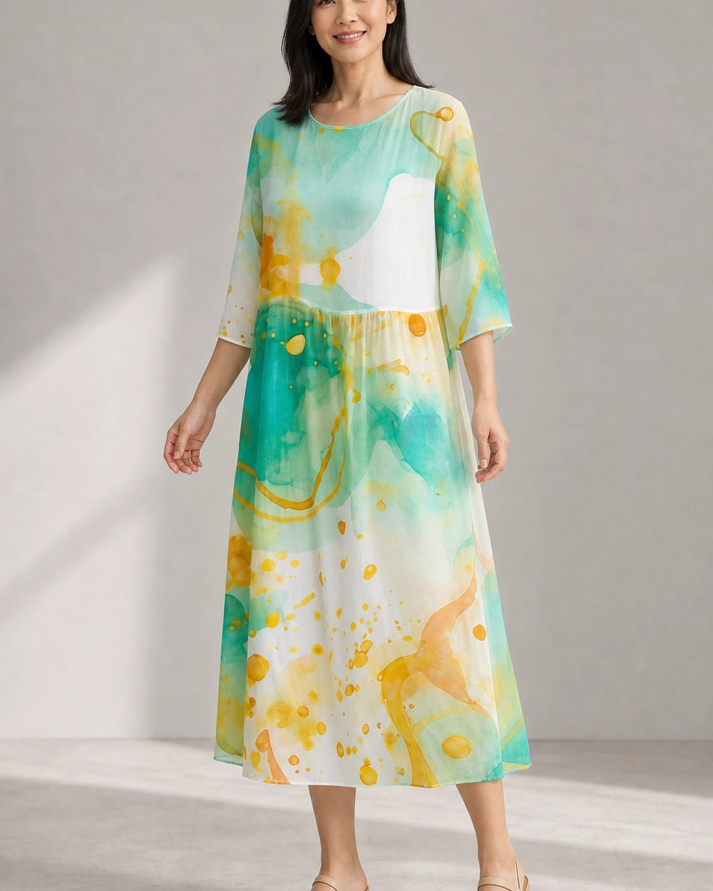 Women's Printed Midi Dress — full silhouette